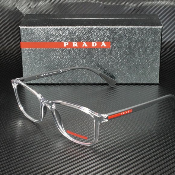 Prada Rossa Transparent 55mm Men's Eyeglasses - Picture 1 of 4